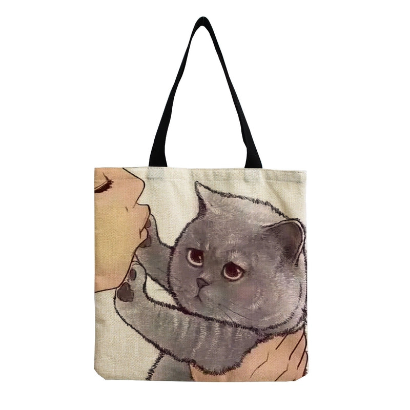 Women's Linen Animal Cute Square Open Shoulder Bag