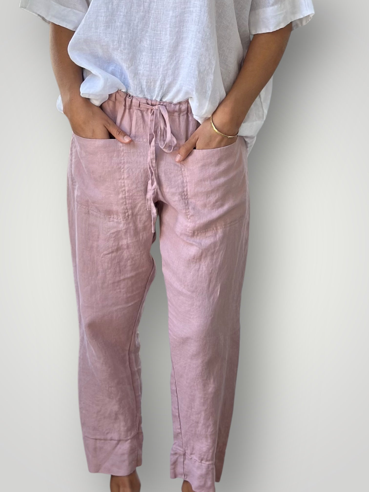 darcy pants - dusty rose linen