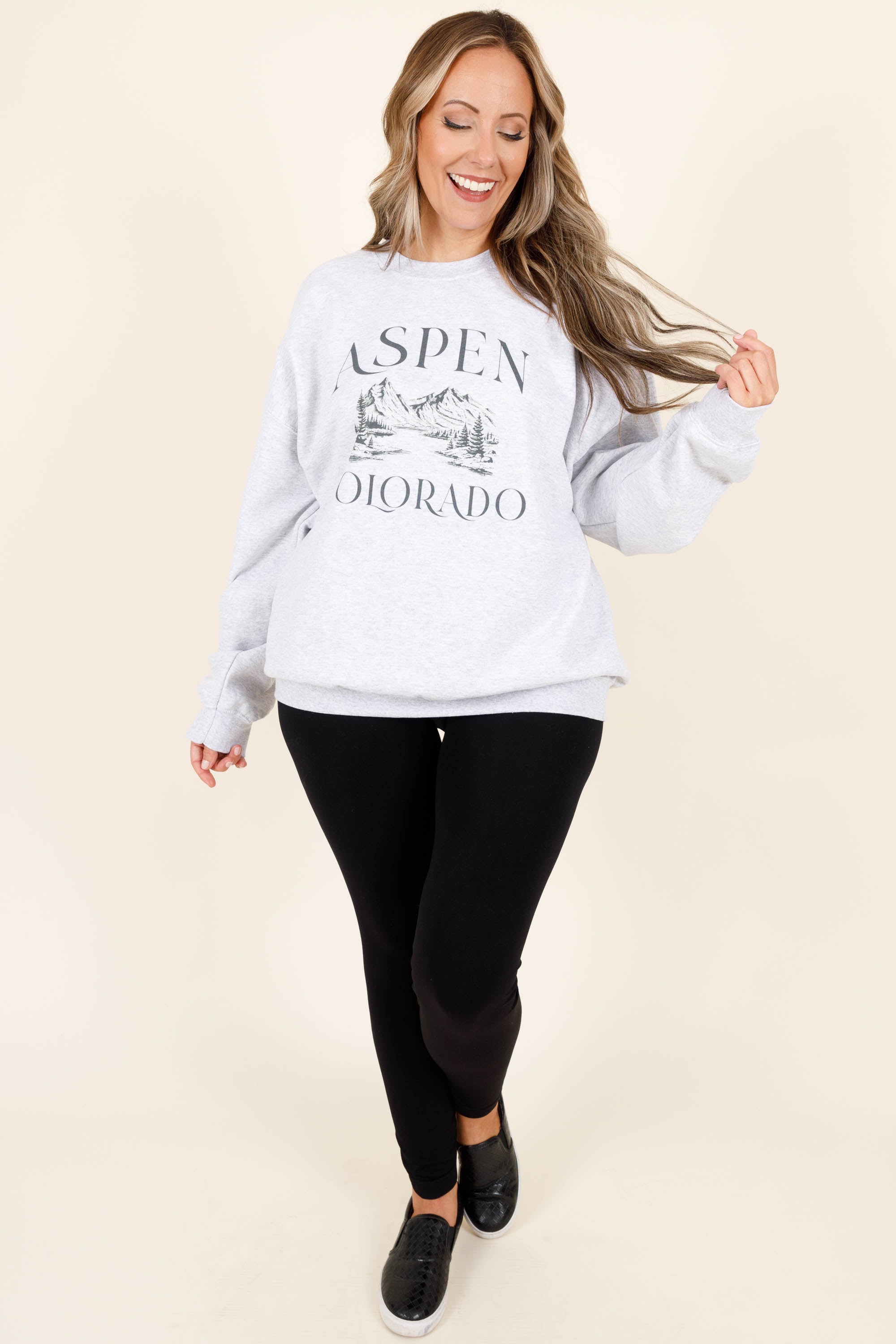 Aspen Vacation Sweatshirt. Ash