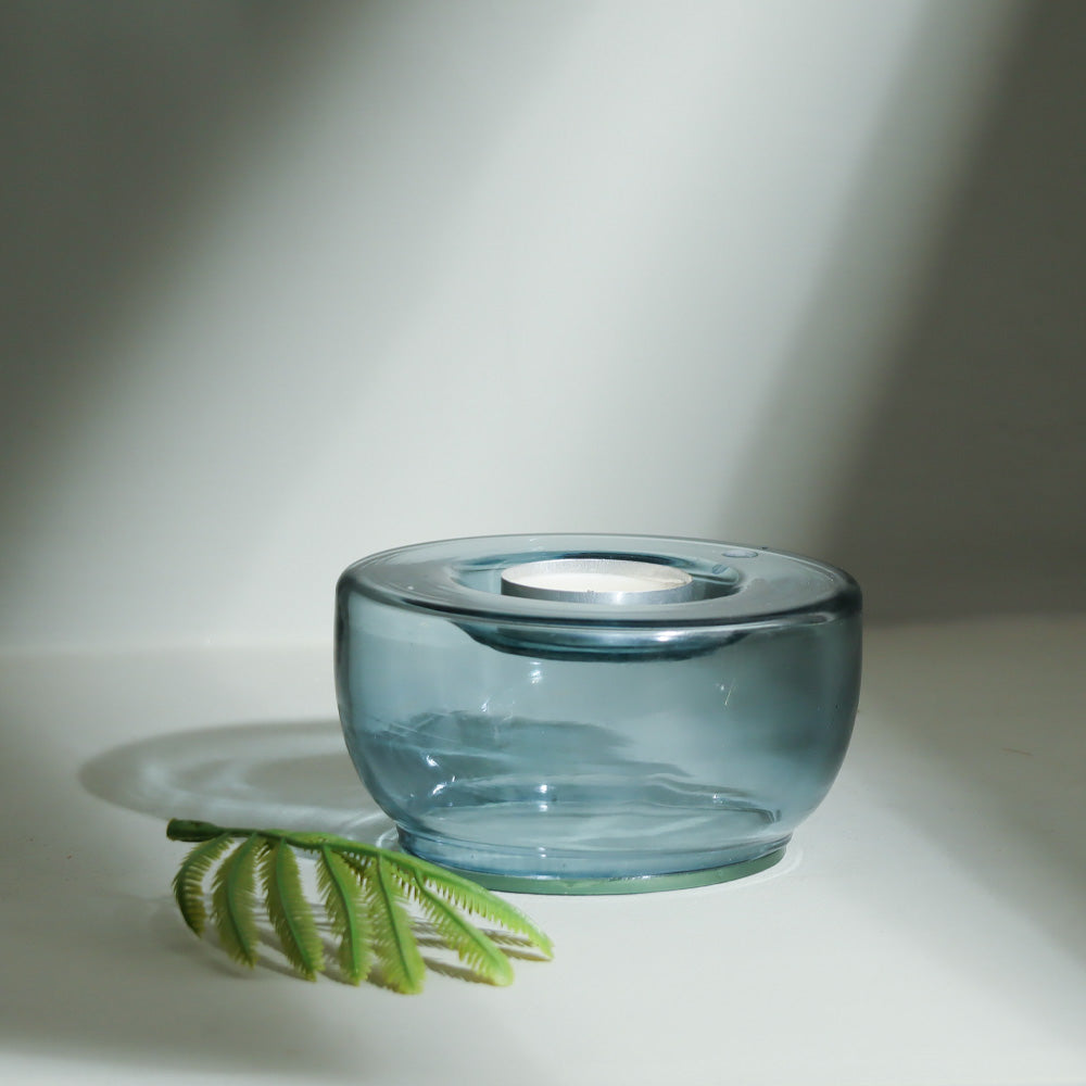 Ella Round Tealight Holders. Set of 2 - Aqua