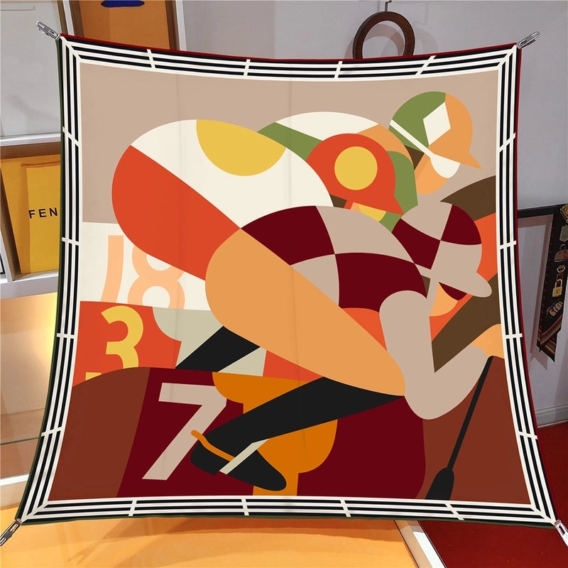 Women's Casual Human Twill Printing Silk Scarf