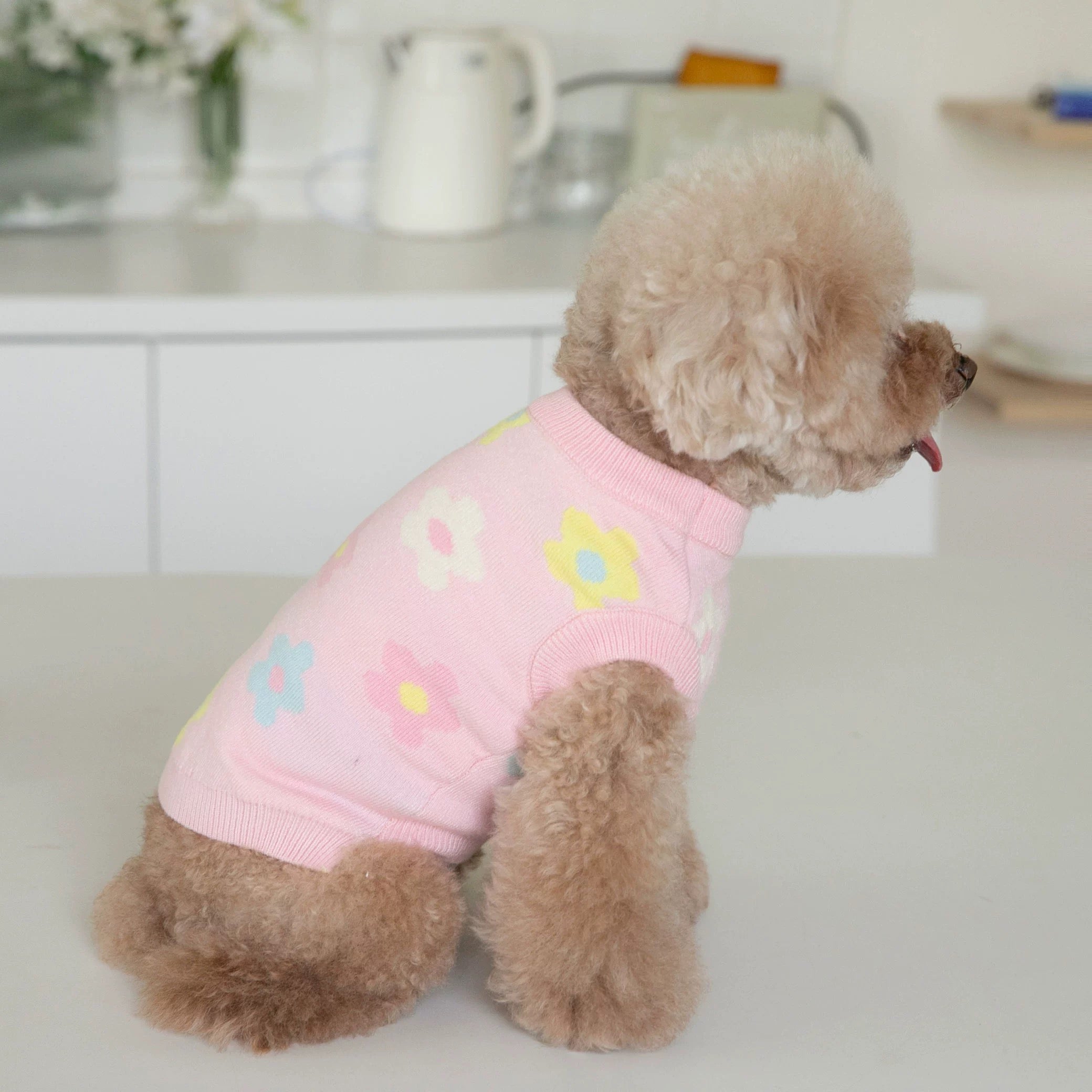Colorful Flower Printed Dog Cat Sweater Vest