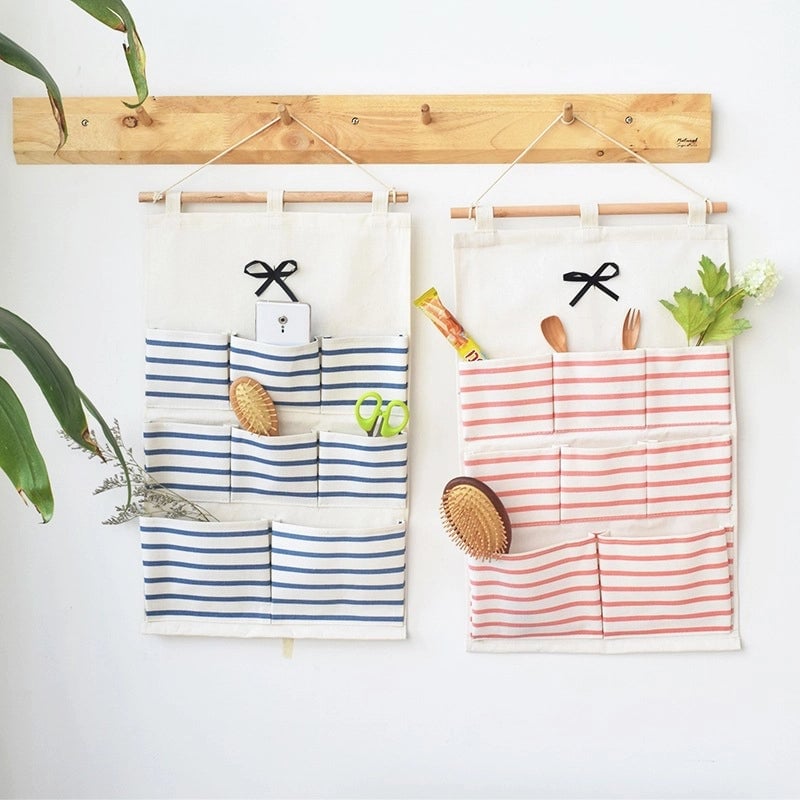 Cotton Linen Fabric Door Back Wall Storage Hanging Pocket Bathroom Waterproof Multi-layer Multi-functional Hanging Bag