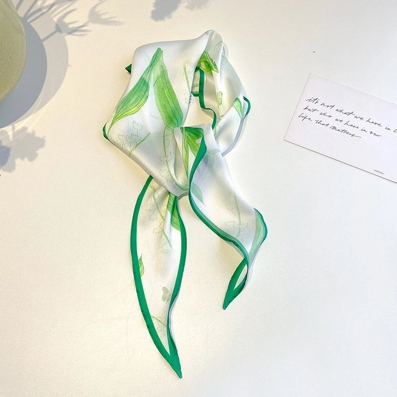 Women's Ig Style Minimalist Flower Satin Printing Silk Scarf