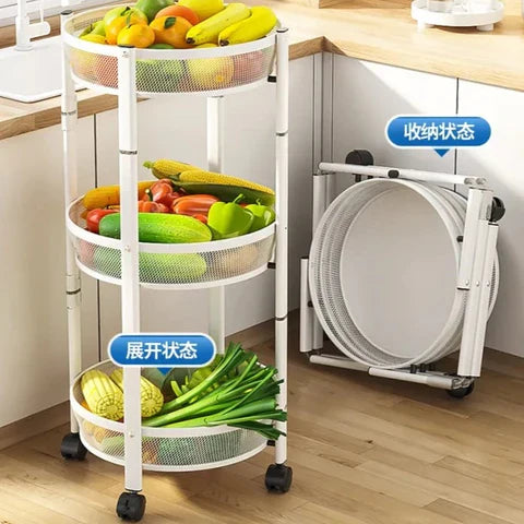 Three-Tier Foldable Kitchen Trolley