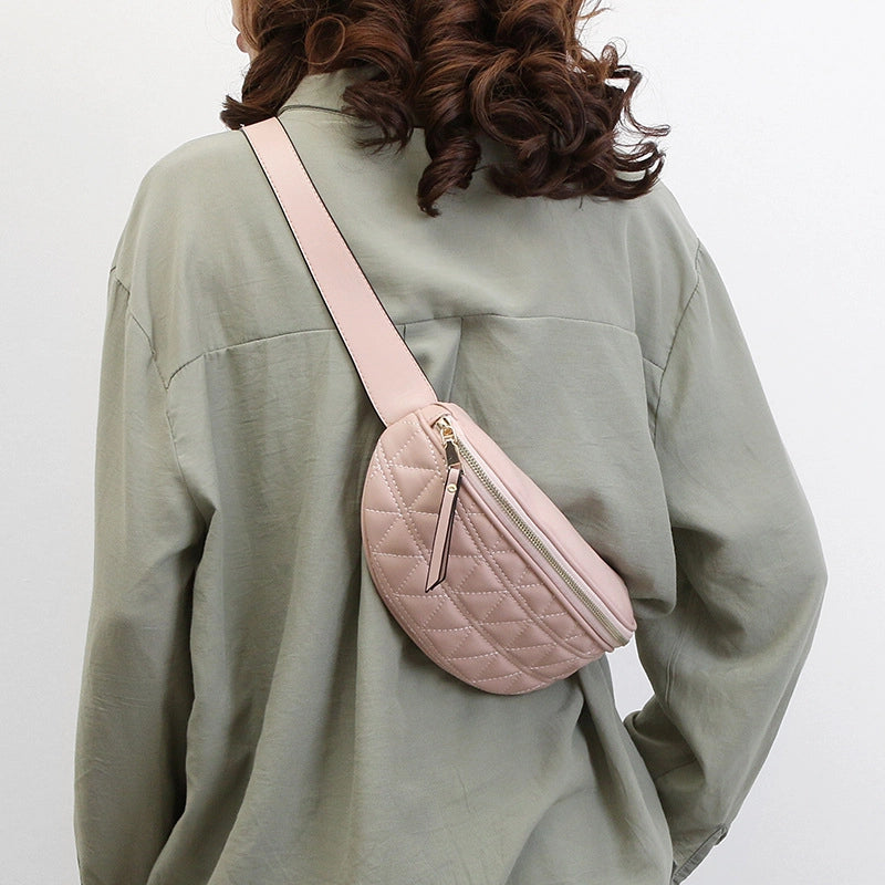 Waist Bag For Women  New Autumn And Winter Rhombus Wide Shoulder Strap Chest Bag Multi-purpose Fashion Girl Waist Bag Messenger Bag