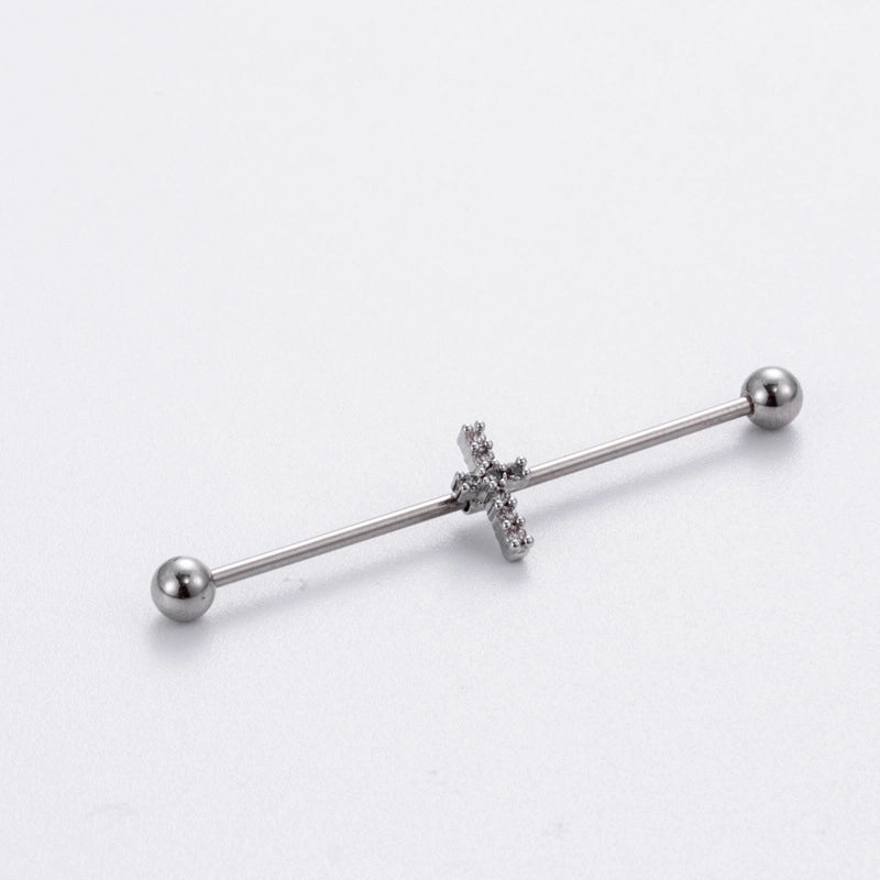 1 Piece Ear Cartilage Rings & Studs Vintage Style Cross Heart Shape Snake 316L Stainless Steel  Copper Plating Inlay Zircon