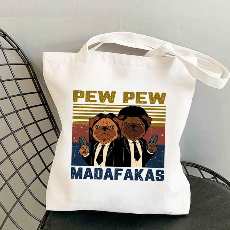 Pug Canvas Tote Bag Women's Large-capacity Dog Tote Bag