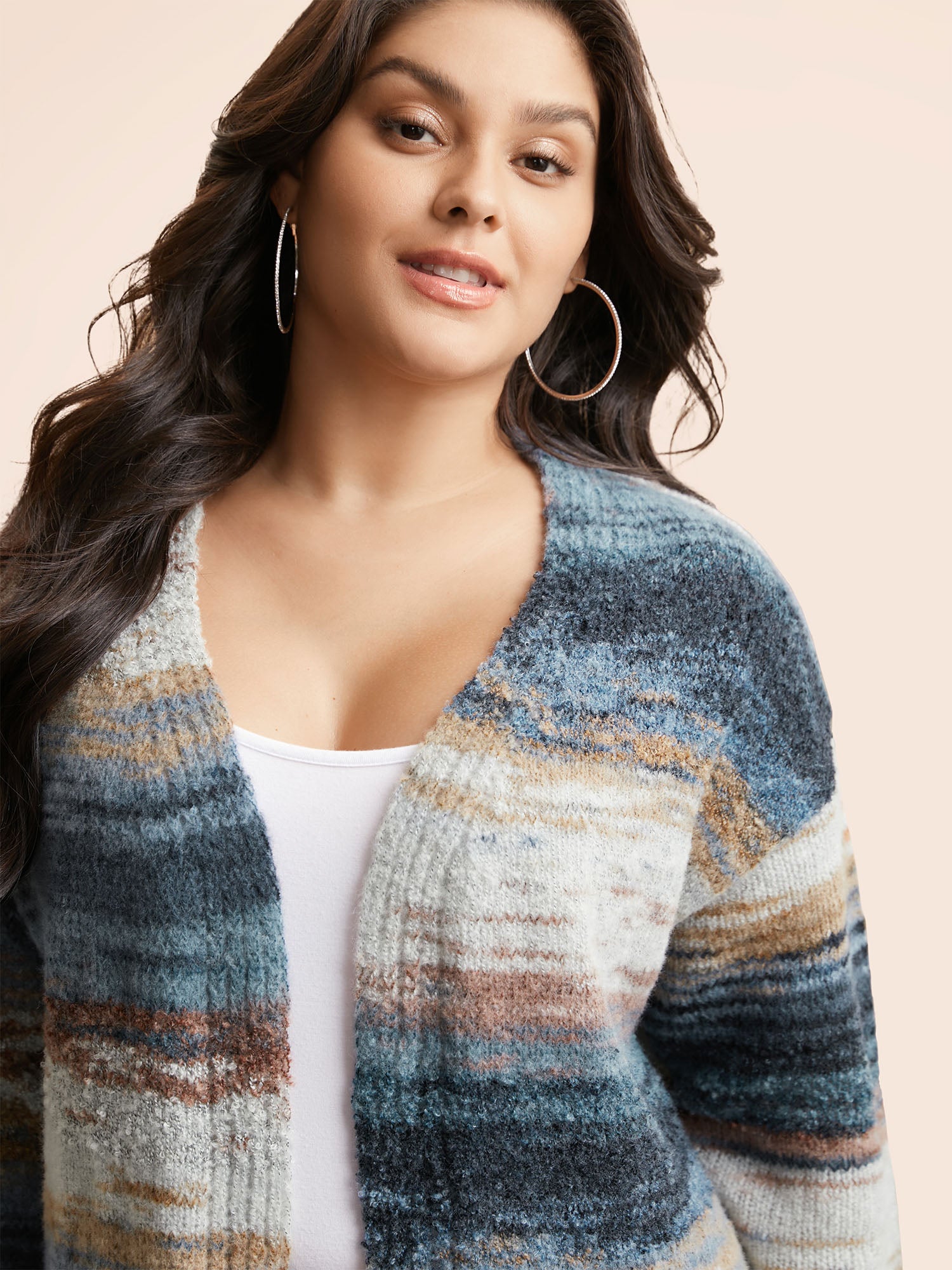 Ombre Open Front Curved Hem Cardigan