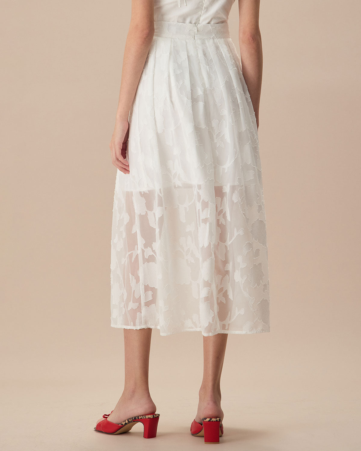 The White Jacquard Midi Skirt