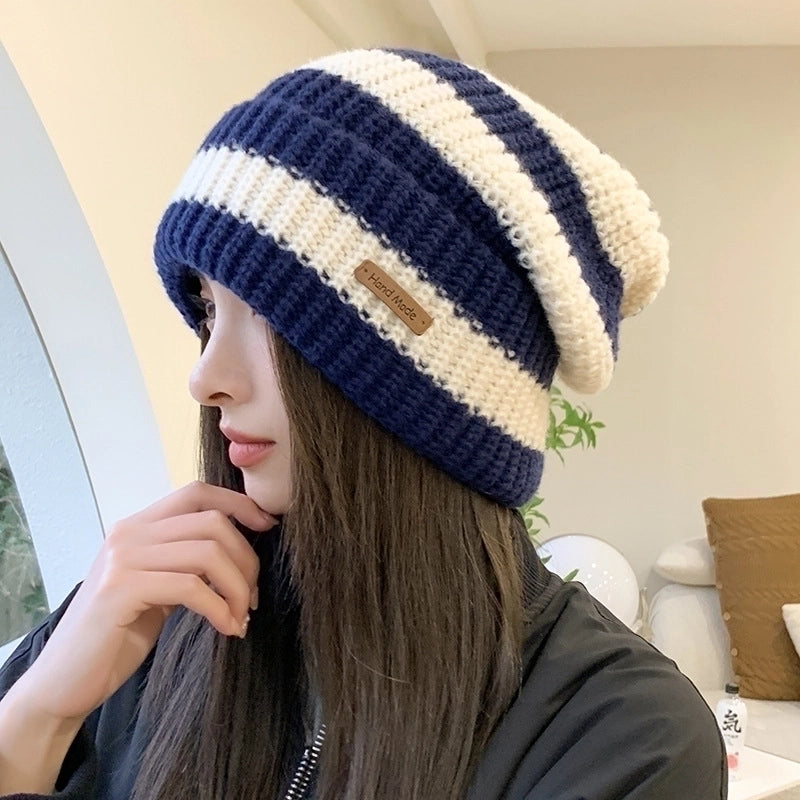 Women's Basic Lady Stripe Eaveless Wool Cap