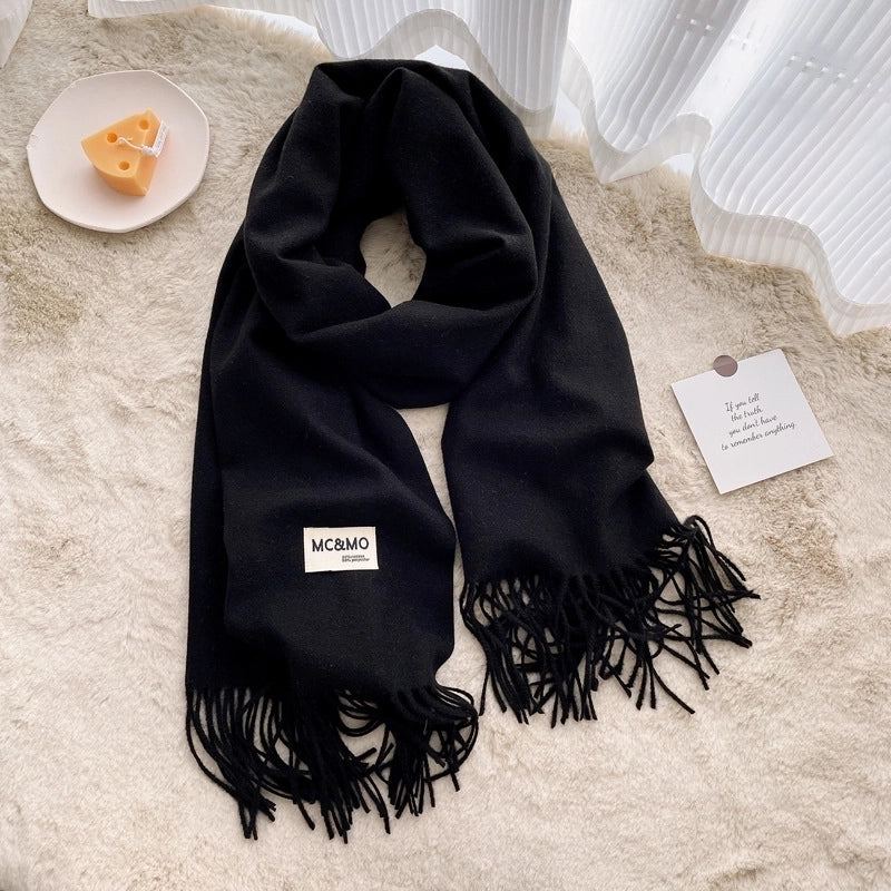 New Solid Color Cashmere Scarf Women's Fashion Wear Autumn And Winter Warm Shawl Women's Scarf