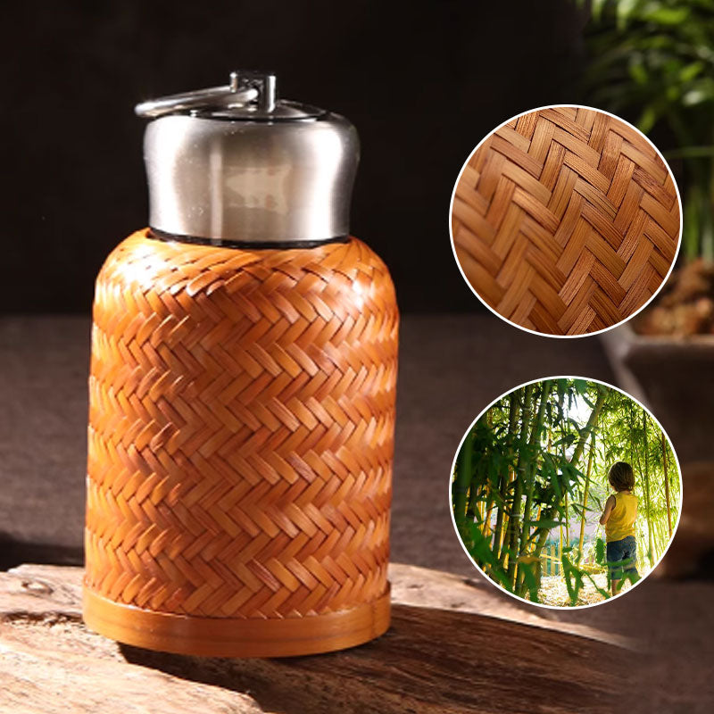 Vintage Artisan Bamboo Insulated Bottle