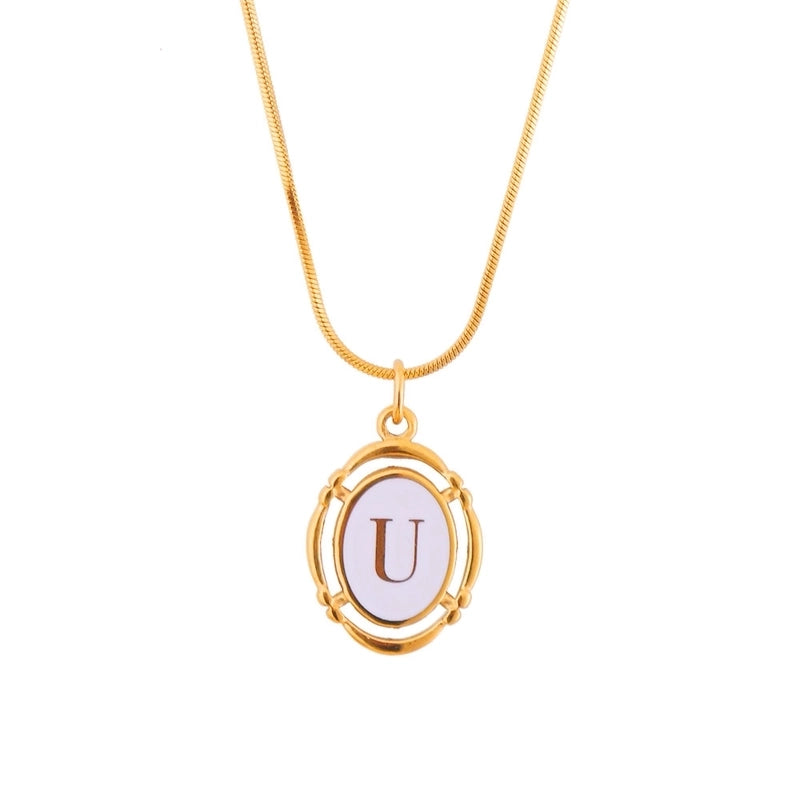 Stainless Steel Classic Style Stoving Varnish Plating Letter Pendant Necklace