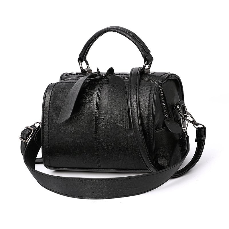 Women's Pu Leather Solid Color Vintage Style Square Zipper Handbag