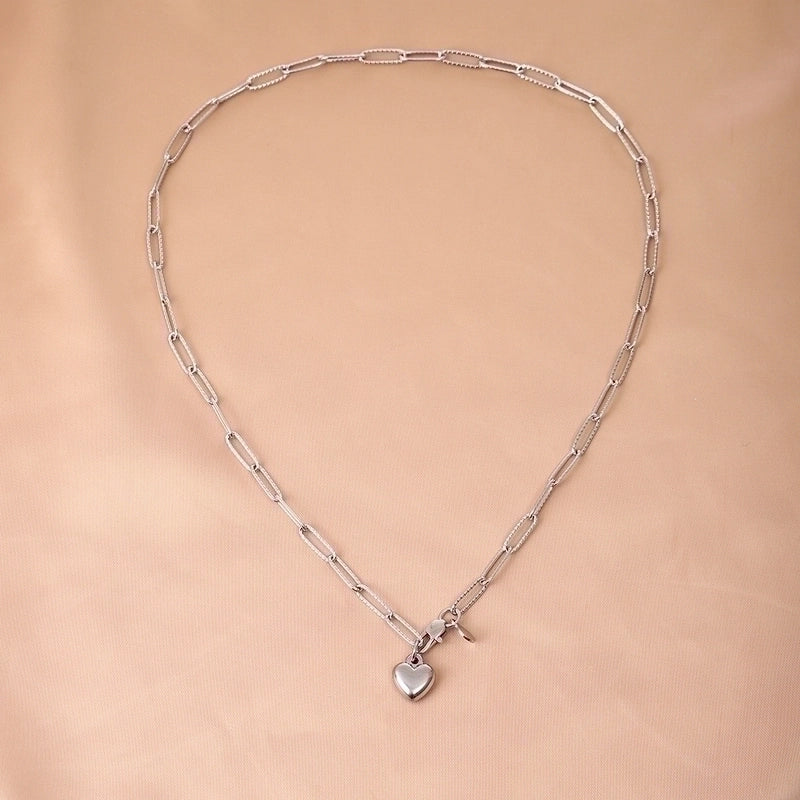 Romantic Heart Shape 304 Stainless Steel 18K Gold Plated Handmade Pendant Necklace