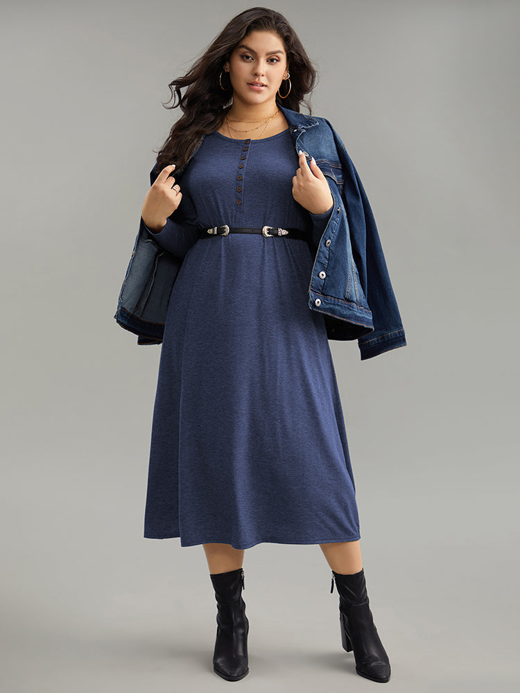 Solid Button Up Pocket Dress