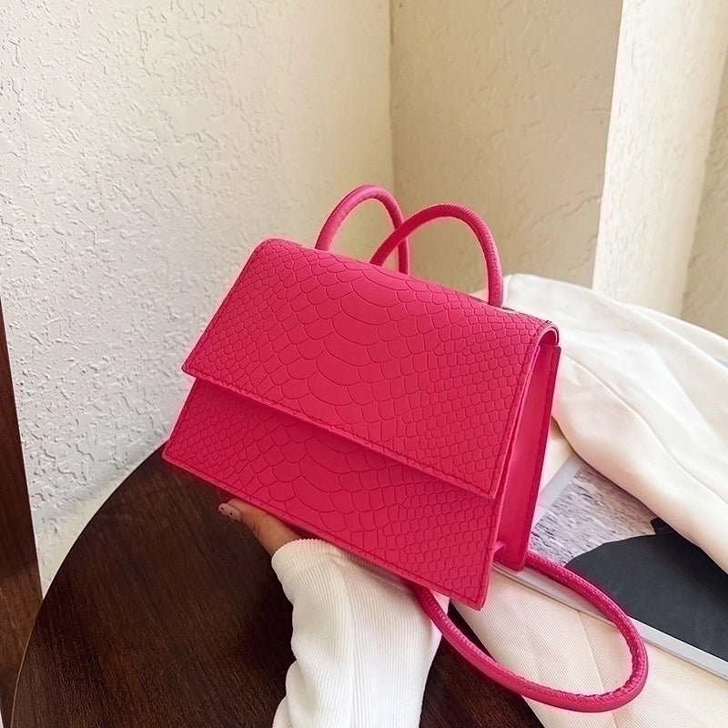 Women's Pu Leather Solid Color Classic Style Square Flip Cover Crossbody Bag