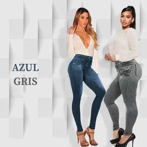 🔥Último Día 49% OFF👖-Leggings Vaqueros De Talla Grande, Elásticos, Ajustados Y Sin Cordones, Push-Up