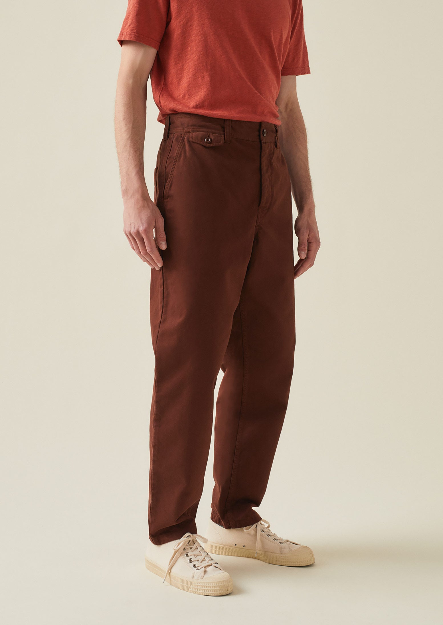 Norv Garment Dyed Tapered Trousers | Brown Ochre