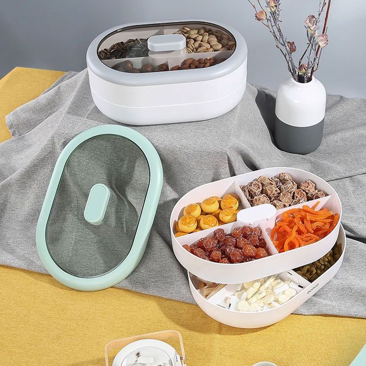 Dust-Proof Dry Fruit Tray. Candy Snack Box With Rotary Phone Holder