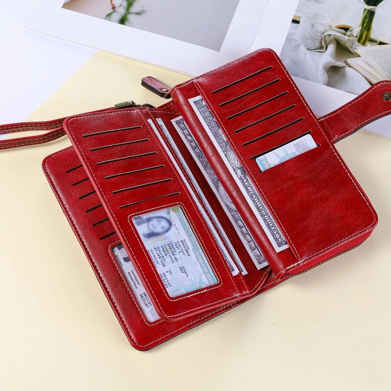 Women's Solid Color Pu Leather Zipper Wallets