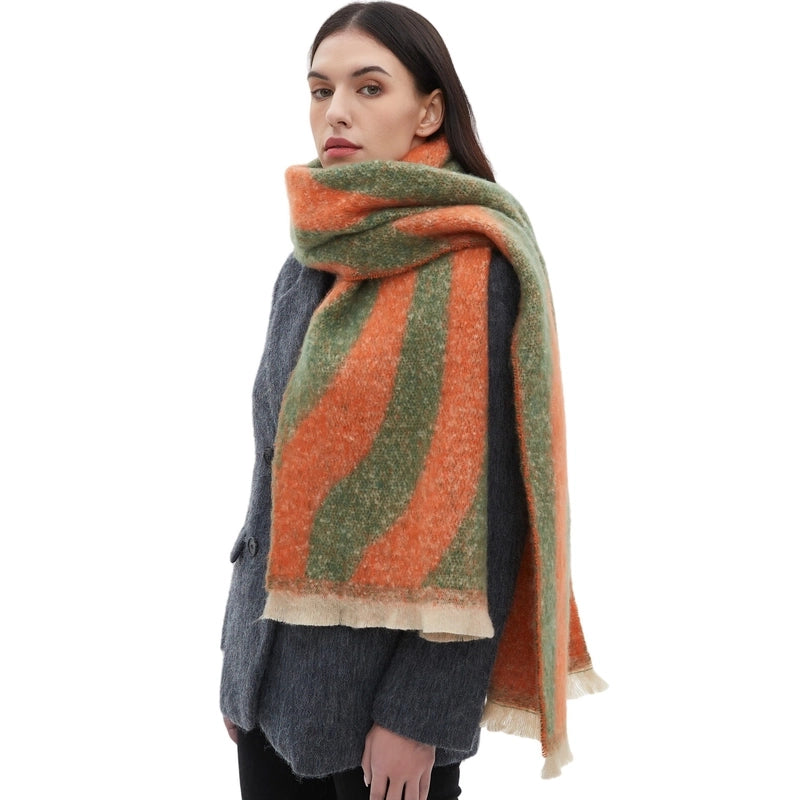 Unisex Casual Minimalist Color Block Stripe Polyester Scarf