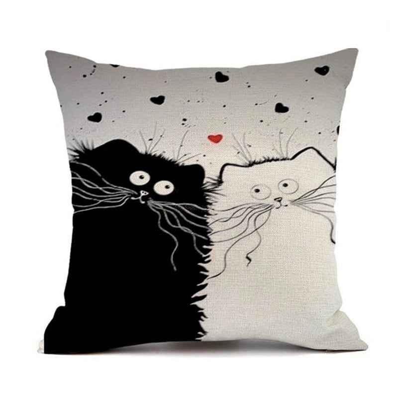 2 Pieces Cute Animal Cat Blended Pillow Cases