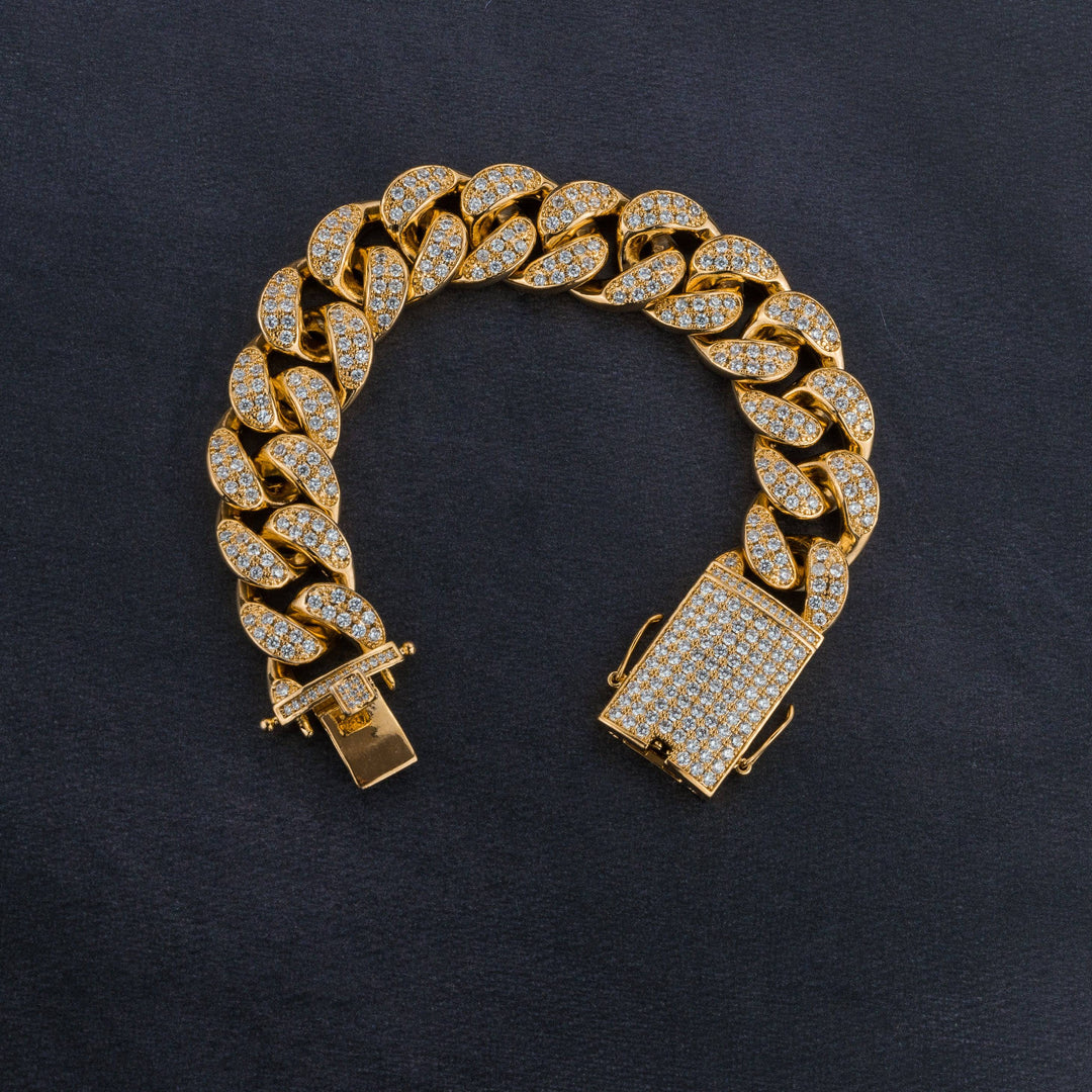 Paquete de cadena cubana y pulsera cubana de 24 quilates - oro/oro blanco