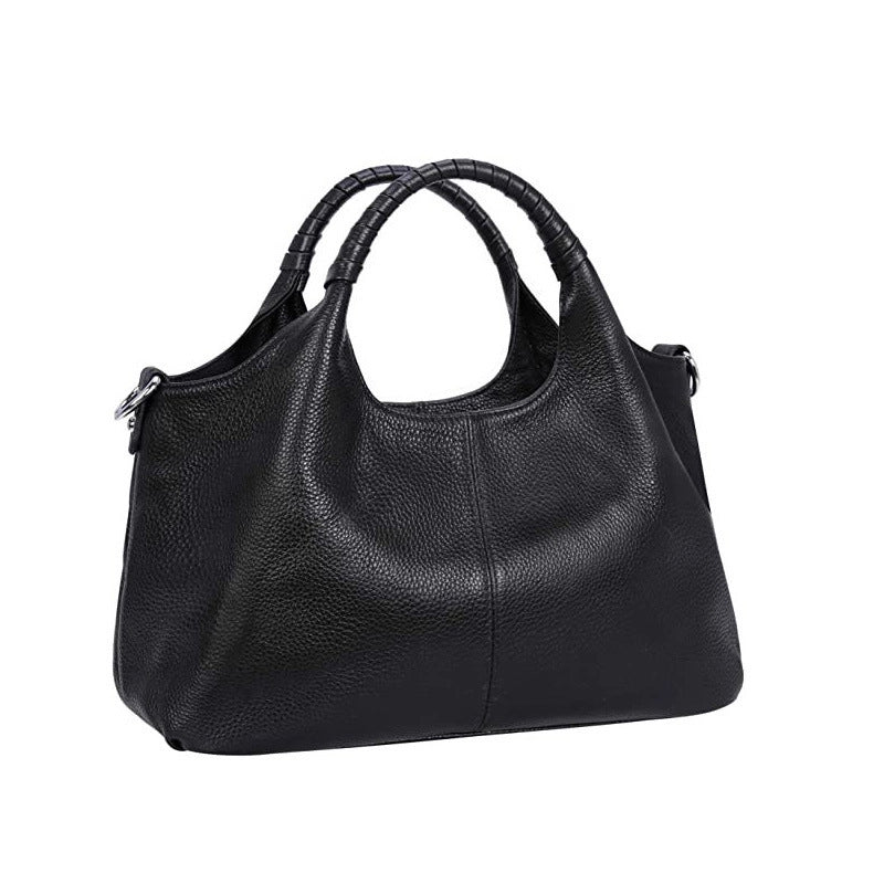 Women's Medium Leather Solid Color Basic Zipper Boston Bag