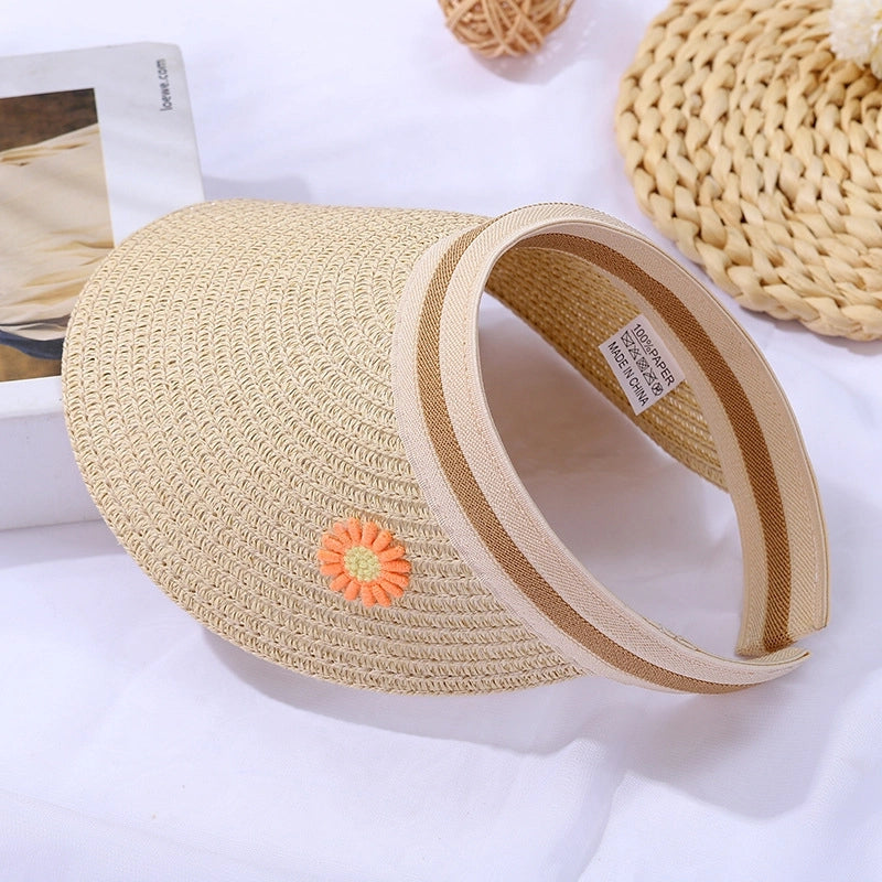 Women's Mini Straw Daisy Vintage Style Round Zipper Straw Bag