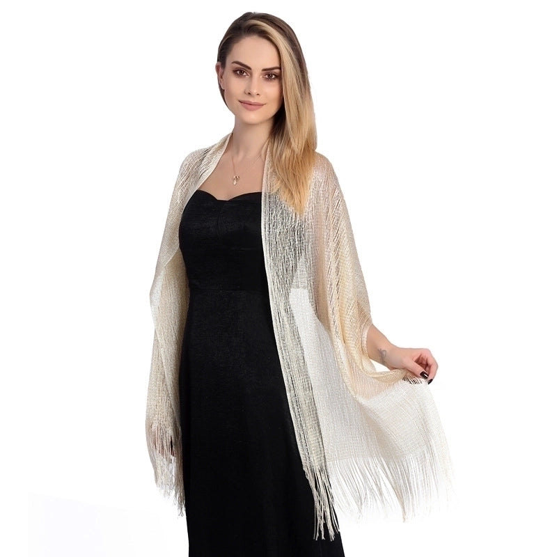 Women's Elegant Solid Color Polyester Tassel Shawls