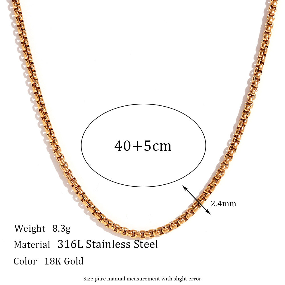 Minimalist Stripe Geometric Stainless Steel 18K Gold Plated Necklaces