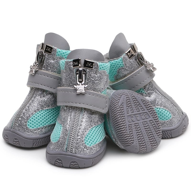 Camellia New Dog Shoes Shiny Sports Pet Shoes Breathable Four Seasons Shoes