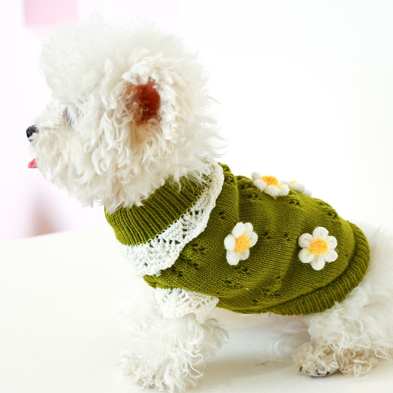 Flower Blossoming Knitted Dog Cat Sweater