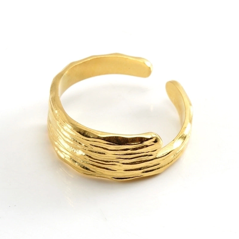 Retro Geometric 304 Stainless Steel Titanium Steel 18K Gold Plated Plating Stainless Steel Rings