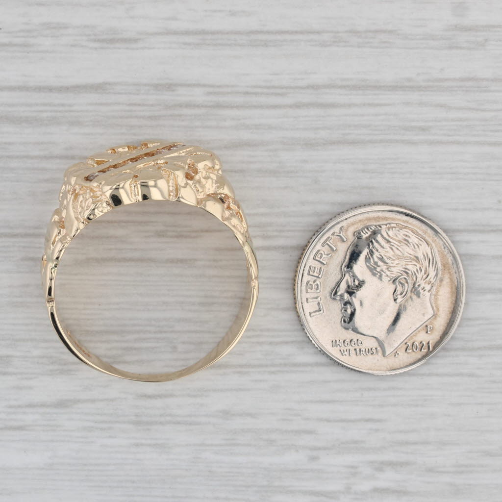 0.18ctw Diamond Nugget Ring 14k Yellow Gold Men's Size 10.75