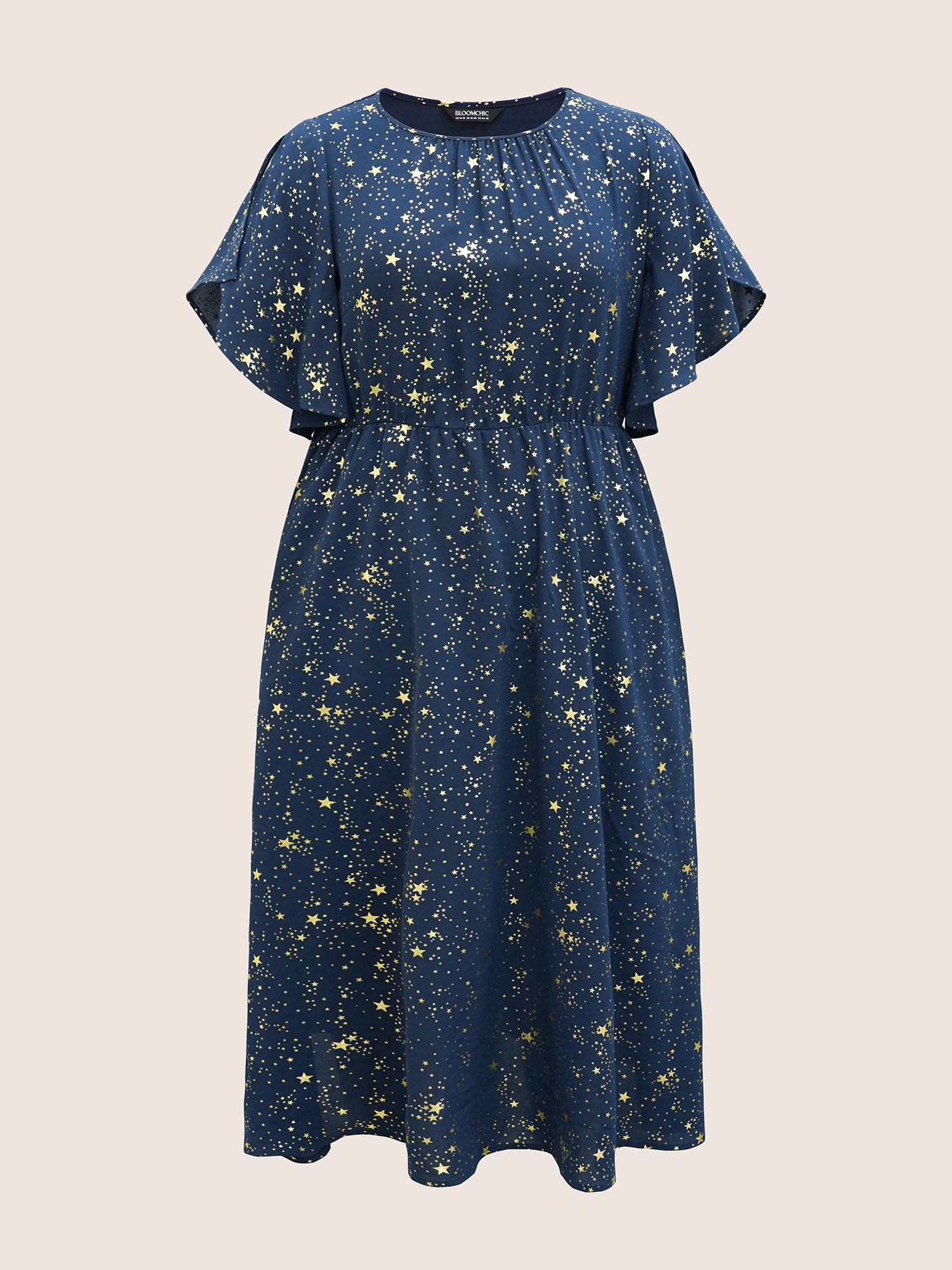 Glitter Star Split Sleeve Midi Dress