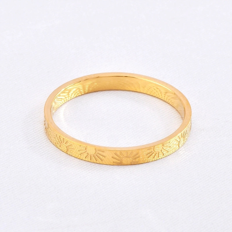 Minimalist Sun Solid Color Titanium Steel 18K Gold Plated Plating Rings
