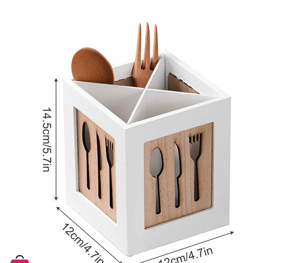 Bamboo Kitchen Cutlery Holder 鈥?Knives & Forks Design