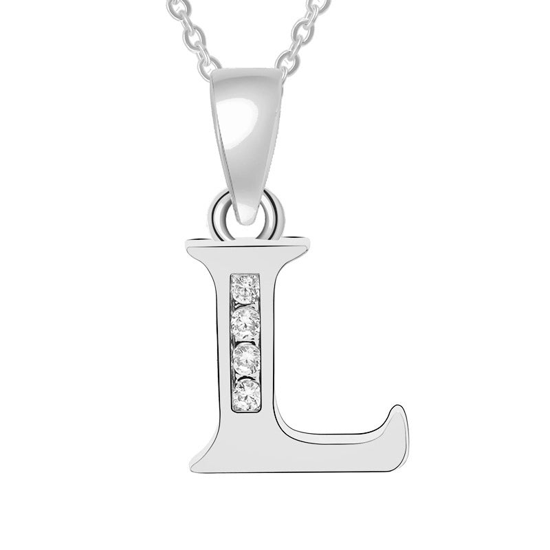 Minimalist Letter Copper Plating Inlay Zircon Pendant Necklace