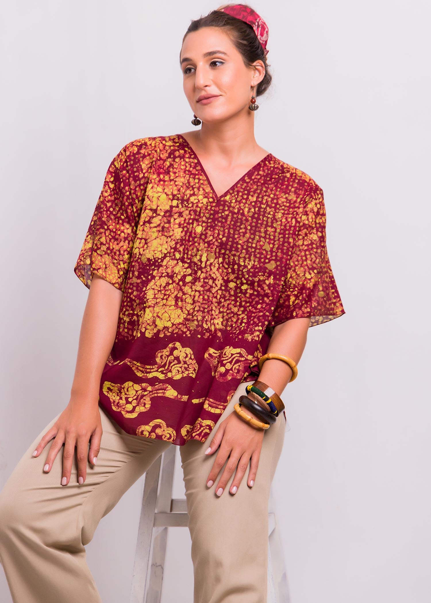 Potrait Batik Caftan Top