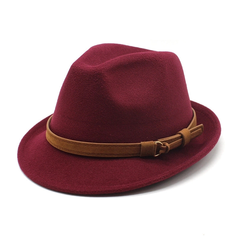 Women's Men's Basic Classic Style  Solid Color Big Eaves Flat Eaves Fedora Hat