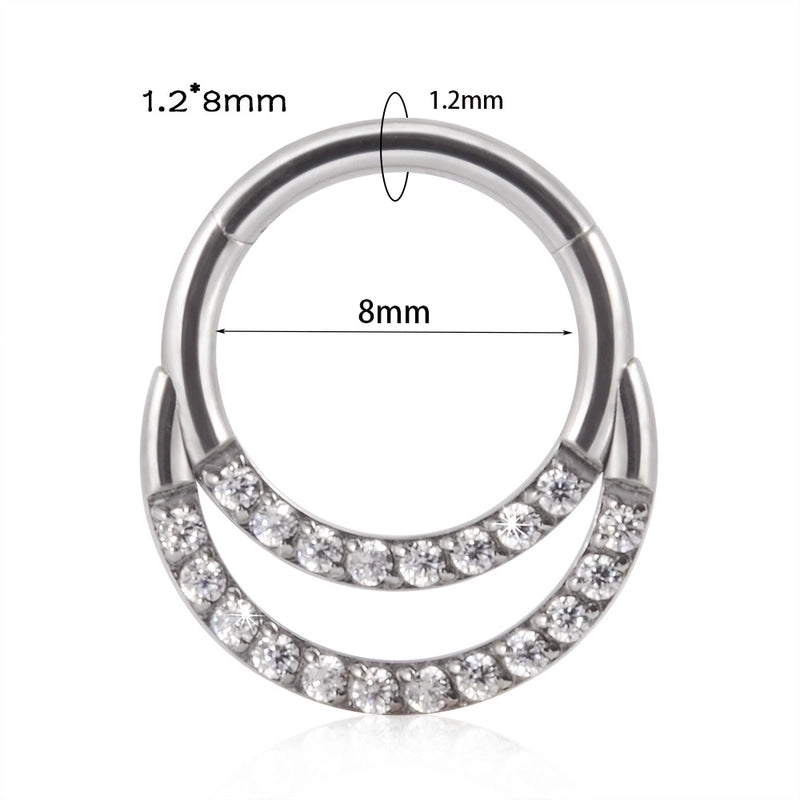 2 Pieces Nose Rings & Studs Fashion Moon Water Droplets G23 Titanium Stainless Steel Zircon Inlay Rhinestones Zircon