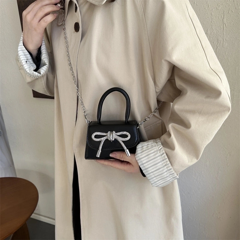 Women's Mini Pu Leather Bow Knot Elegant Magnetic Buckle Handbag