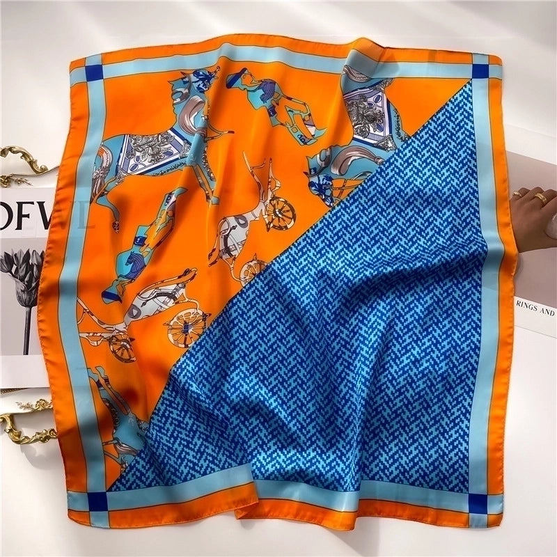 Women's Elegant Minimalist Color Block Polyester Printing Silk Scarf