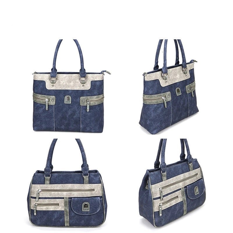 Women's Medium Semi-Pu Material Color Block Streetwear Square Zipper Shoulder Bag