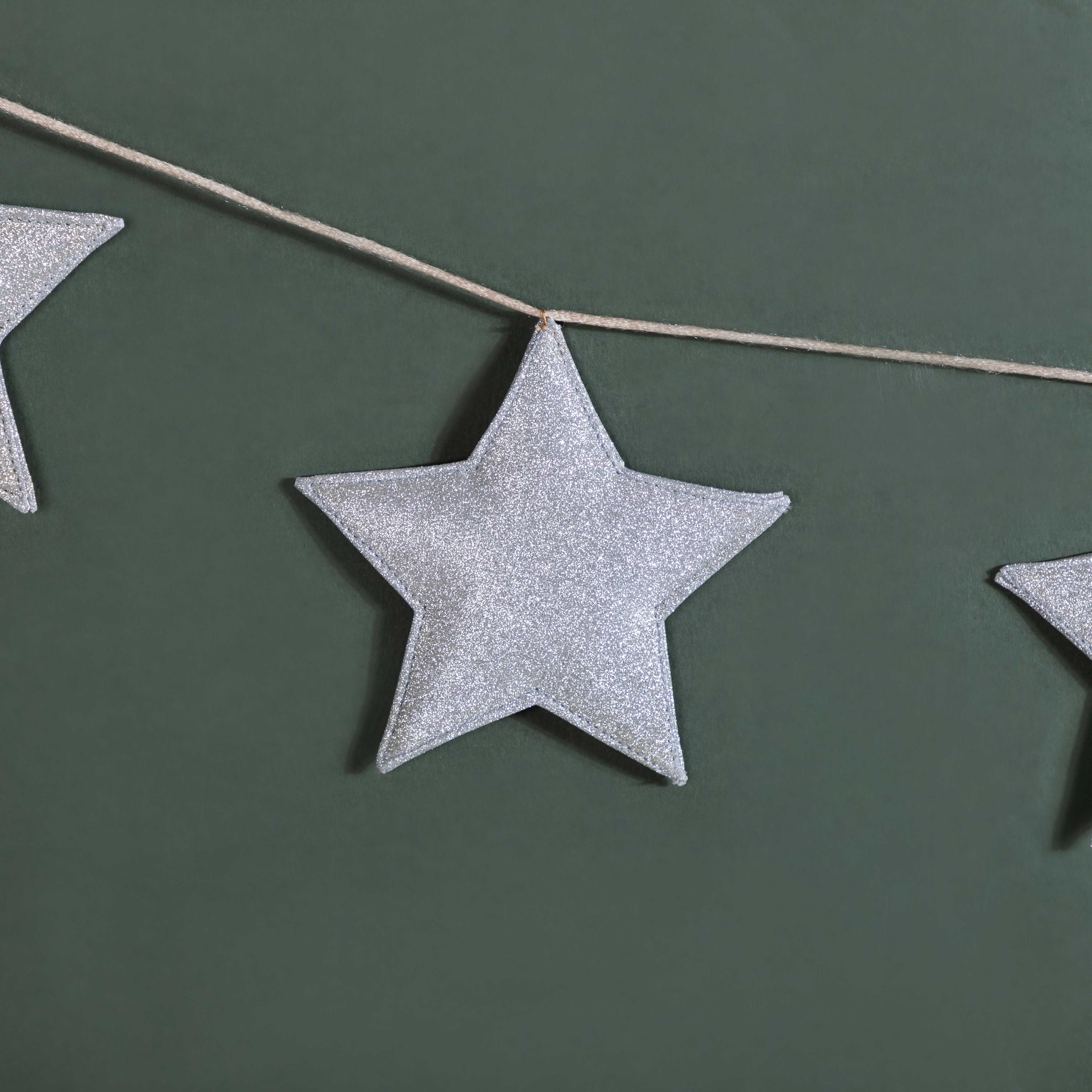Festive Shimmery Star Bunting Silver 98 Inch