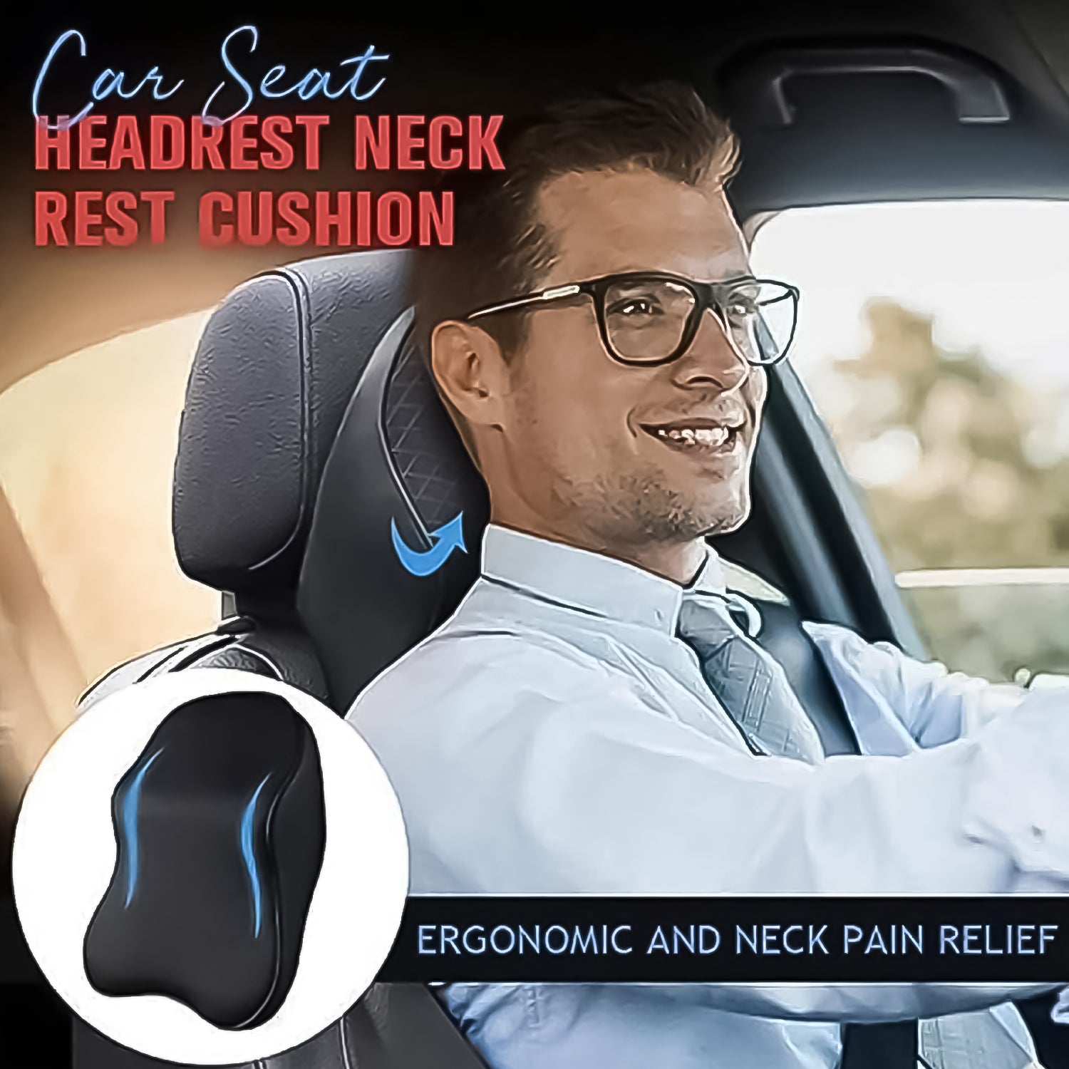 Car Neck Pillow Car Neck Headrest Pillow Memory Foam Car Accessories Cushion Car Seat Head Support Neck Protector Car Seat Neck Pillow. for Driving (1 Pc)