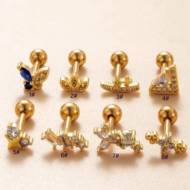 1 Piece Ear Cartilage Rings & Studs IG Style French Style Minimalist Star Flower Butterfly Copper Inlay Zircon